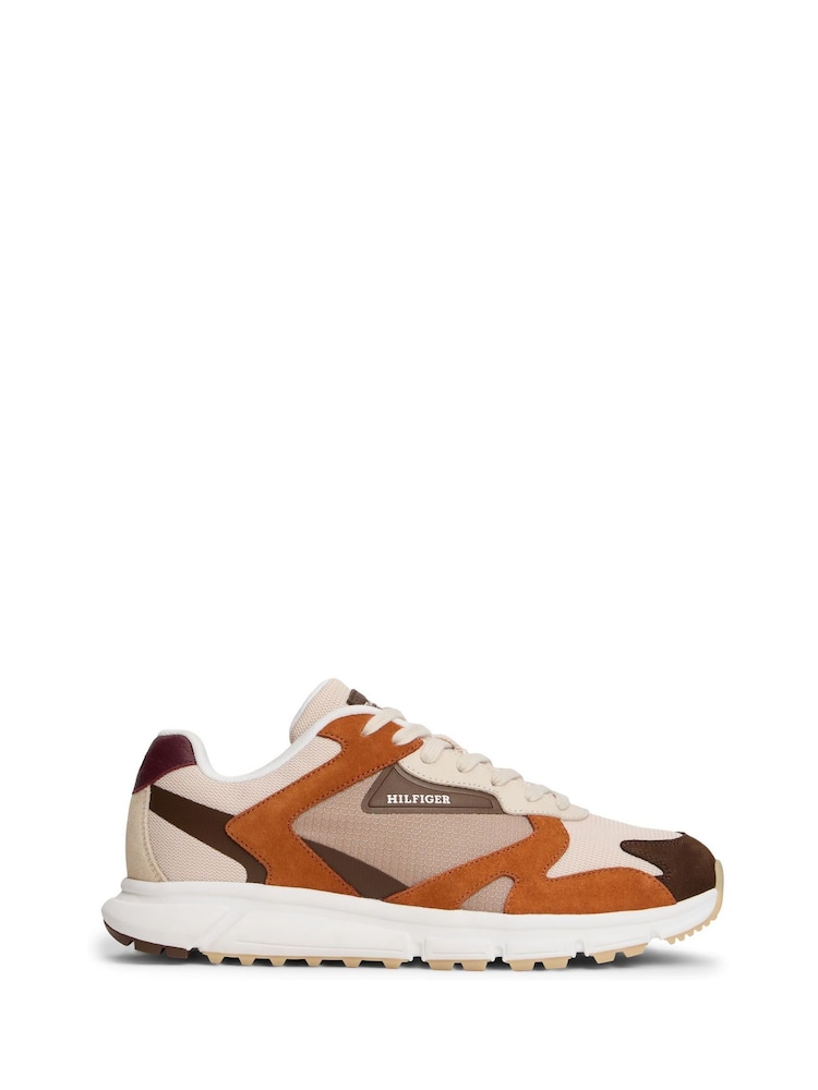 Tommy Hilfiger Brown Cleat Mixed Texture Waterproof Suede Trainers - Image 1 of 5 Tommy Hilfiger Brown Cleat Mixed Texture Waterproof Suede Trainers - Image 1 of 5