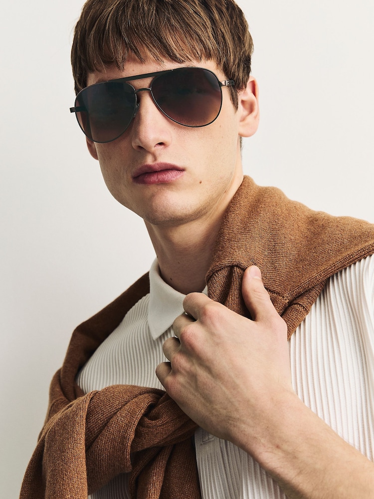 Brushed Bronze Brown - نظارات Aviator شمسية - صورة 1 من 5