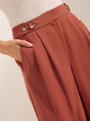 Friends Like These Rust Brown Petite Adjustable Waist Premium Wide Leg Trousers - Image 3 of 4