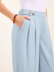 Friends Like These Blue Petite Adjustable Waist Premium Wide Leg Trousers - Image 2 of 5