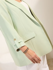 Friends Like These Pistachio Green Curve Edge to Edge Tailored Sleeve Detail Blazer - Image 4 of 5