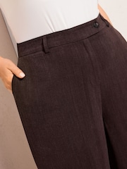 Friends Like These Chocolate Brown Curve Wide Leg Trousers with Linen - Image 3 of 4