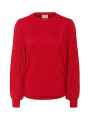 Kaffe Red KAregina Long Sleeve Crew Neck Pullover Jumper - Image 6 of 6
