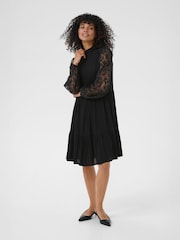 Kaffe Black KAstine High Neck Long Sleeve Lace Dress - Image 2 of 6