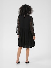 Kaffe Black KAstine High Neck Long Sleeve Lace Dress - Image 3 of 6