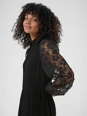 Kaffe Black KAstine High Neck Long Sleeve Lace Dress - Image 4 of 6