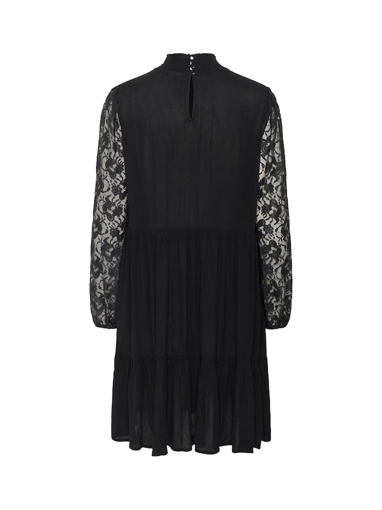 Kaffe Black KAstine High Neck Long Sleeve Lace Dress - Image 6 of 6