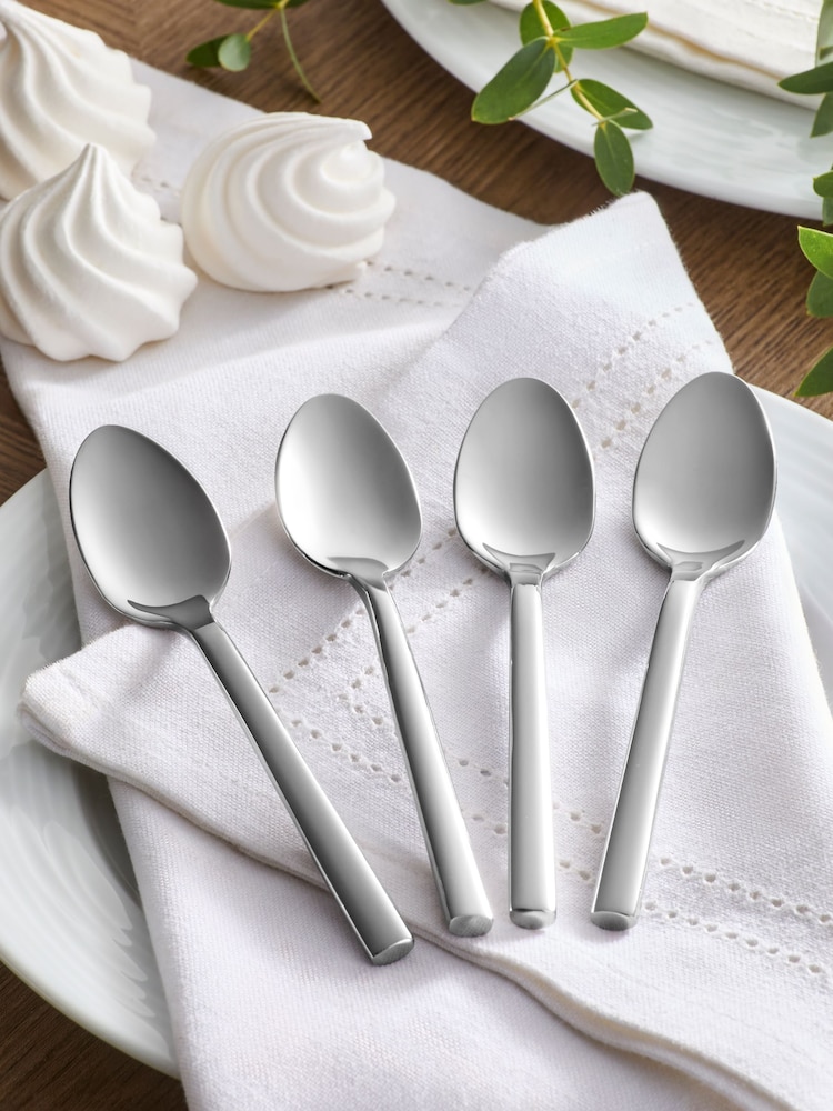 Silver Hampton 4 Piece Tea Spoon Stainless Steel Cutlery Set - Image 1 of 1