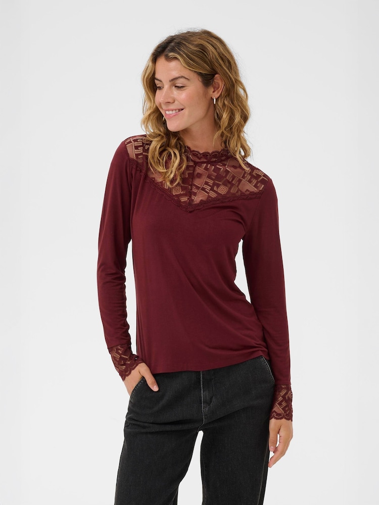 Cream Red CRTrulla Long Sleeve Lace Blouse - Image 1 of 6