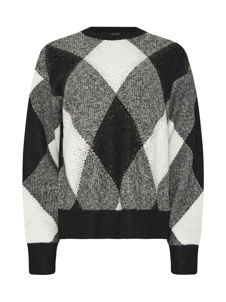 Star by Julien MacDonald Black Argyle Hotfix Jumper - Image 5 of 5 Star by Julien MacDonald Black Argyle Hotfix Jumper - Image 5 of 5
