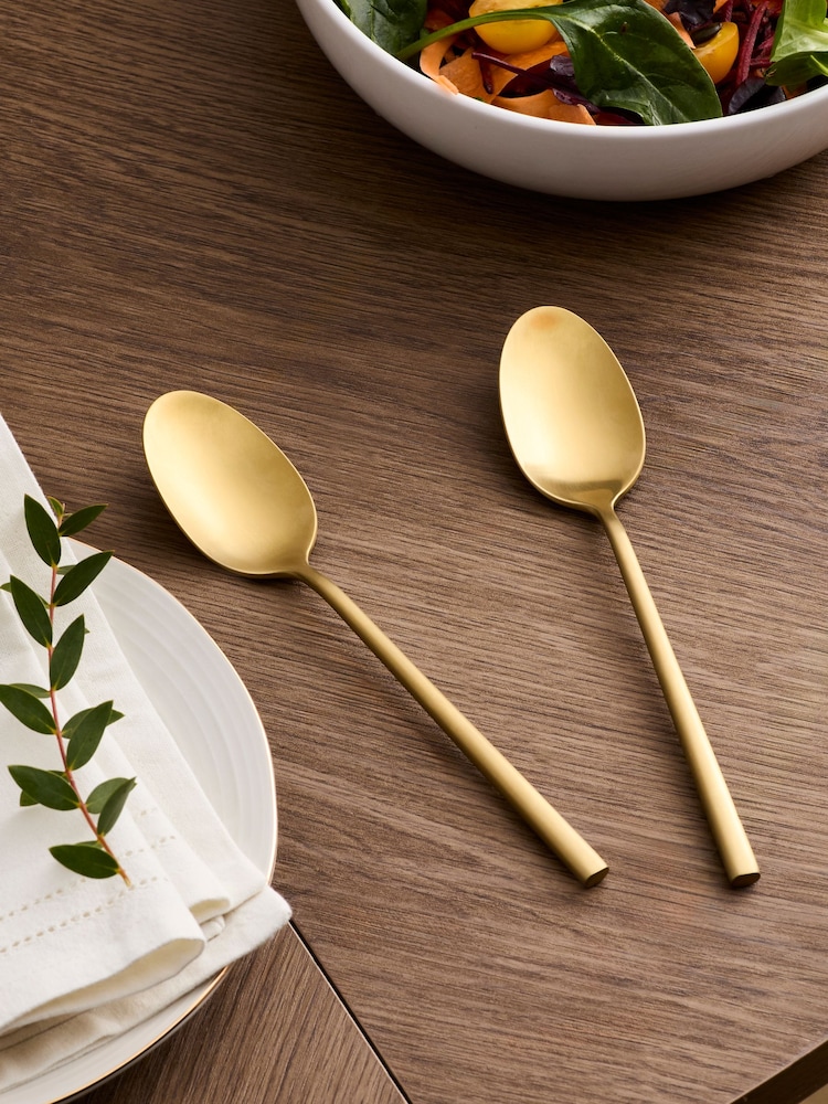 Gold Evie 2 Piece Serve Spoon Stainless Steel Cutlery Set - Image 1 of 1