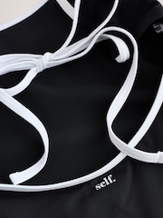 self. Monochrome Scoop Back Swimsuit With Piping - Image 8 of 9