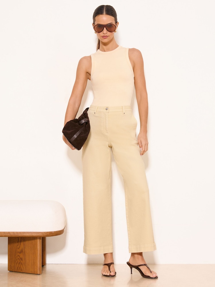 Lipsy Butter Yellow Wide Crop Leg Jeans - Image 1 of 4