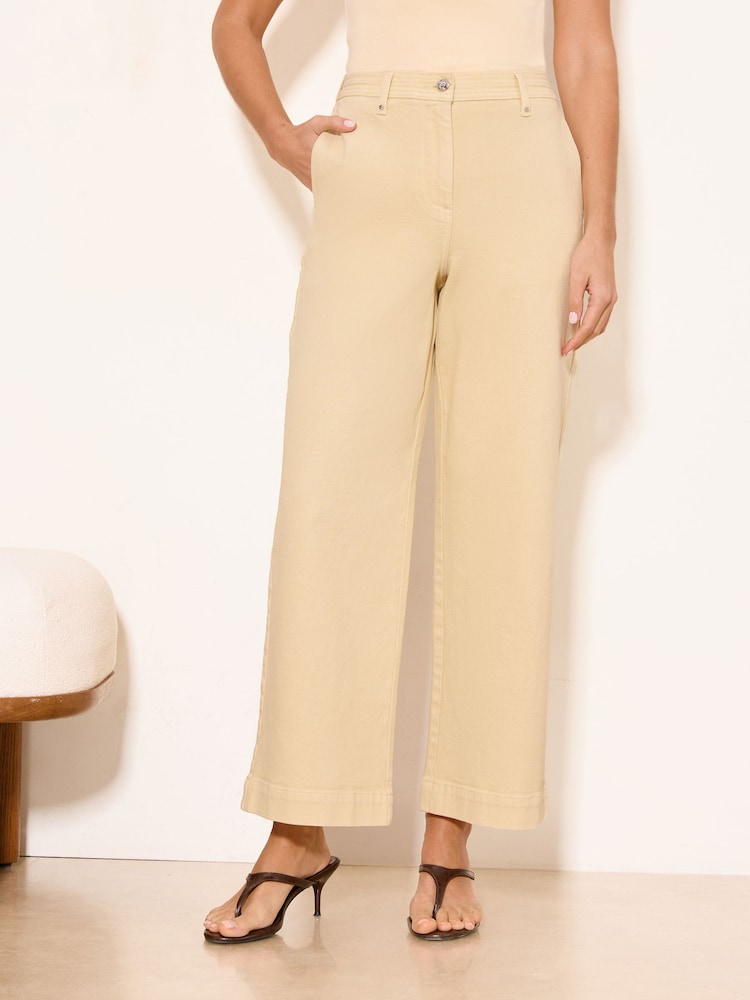 Lipsy Butter Yellow Wide Crop Leg Jeans - Image 2 of 4