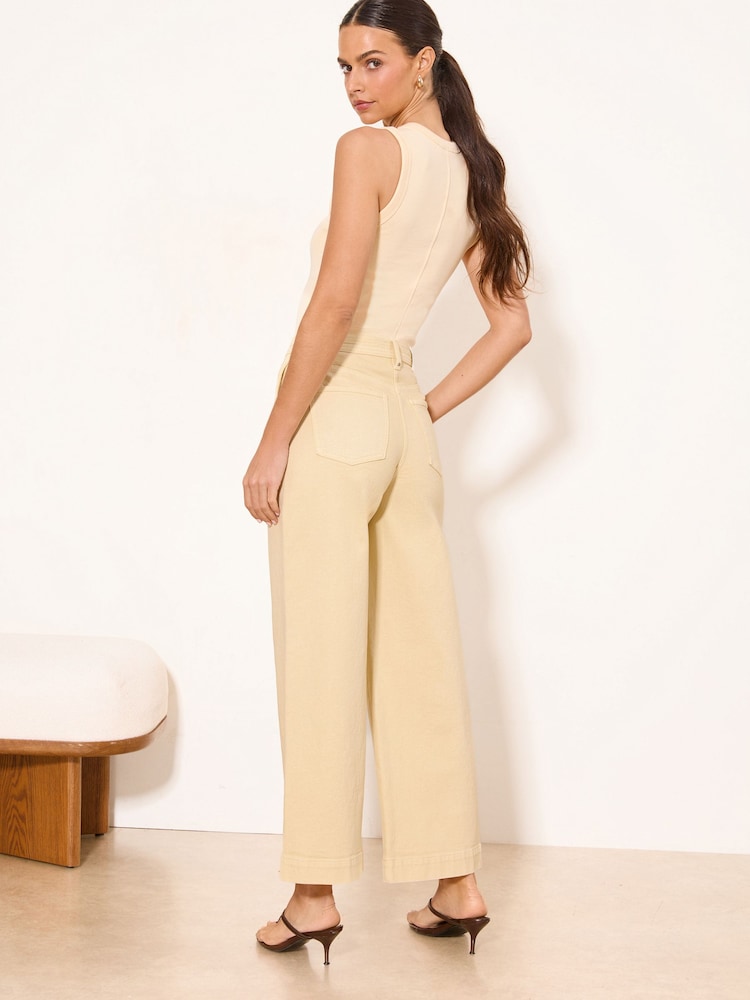 Lipsy Butter Yellow Wide Crop Leg Jeans - Image 4 of 4