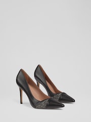 LK Bennett Black Crystal Court Shoes - Image 2 of 4