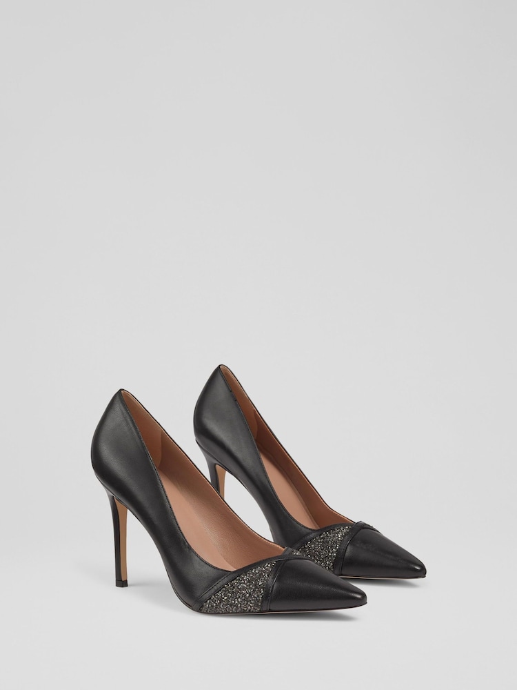 LK Bennett Black Crystal Court Shoes - Image 2 of 4