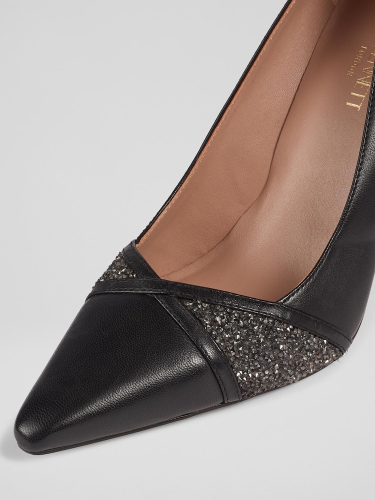 LK Bennett Black Crystal Court Shoes - Image 4 of 4 LK Bennett Black Crystal Court Shoes - Image 4 of 4