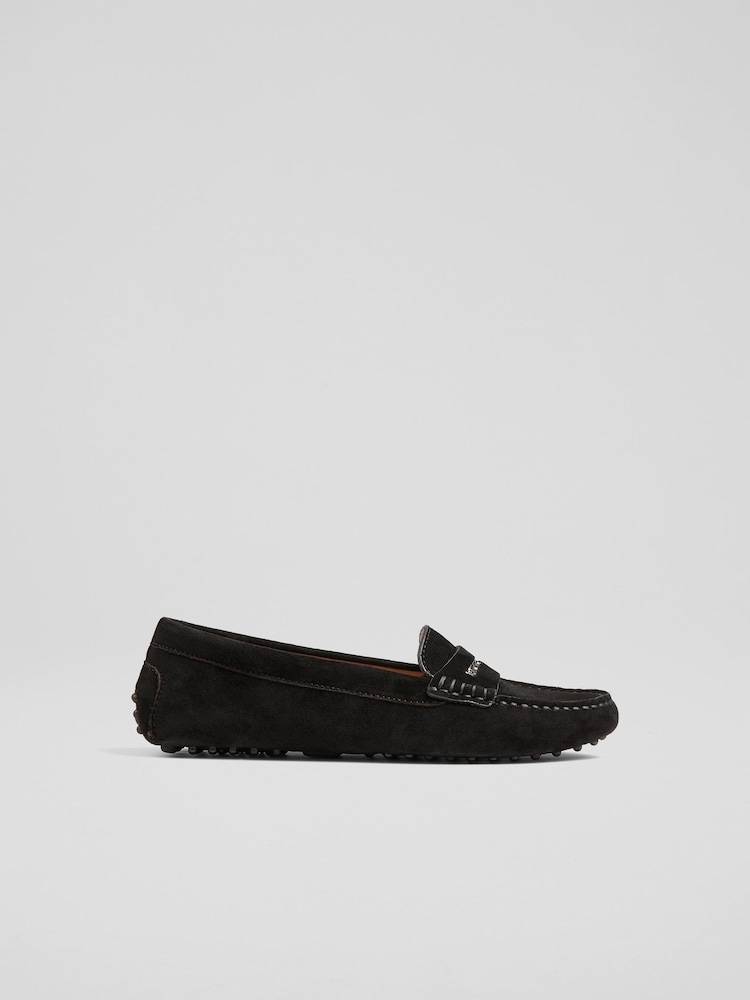 LK Bennett Black Crystal  Moccasin Flats - Image 1 of 4
