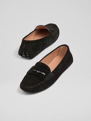 LK Bennett Black Crystal  Moccasin Flats - Image 3 of 4