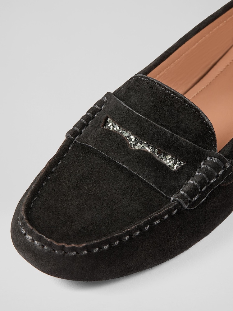 LK Bennett Black Crystal  Moccasin Flats - Image 4 of 4