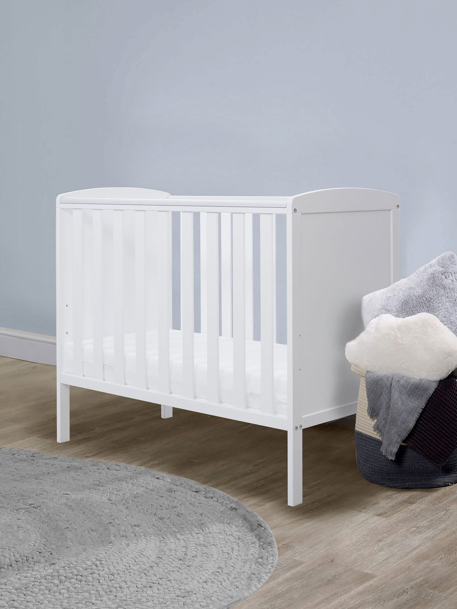 Ickle Bubba Newborn Coleby Mini Cot Bed & All Seasons Mattress - White - one - Image 2