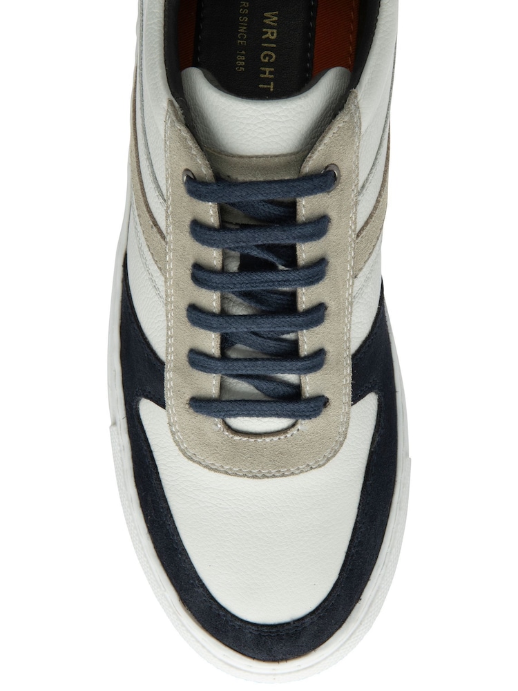 Frank Wright White Leather And Suede Lace-Up Trainers - Image 4 of 4 Frank Wright White Leather And Suede Lace-Up Trainers - Image 4 of 4