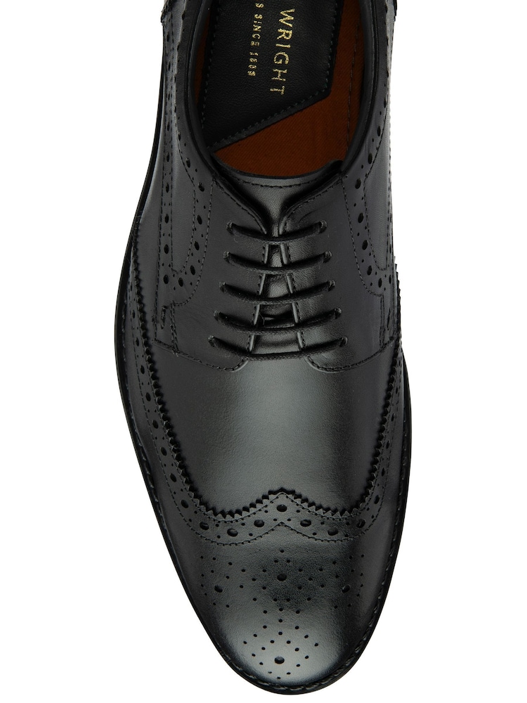 Frank Wright Black Leather Lace-Up Brogue Shoes - Image 4 of 4