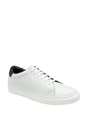 Frank Wright White Leather Lace-Up Classic Trainers - Image 1 of 4