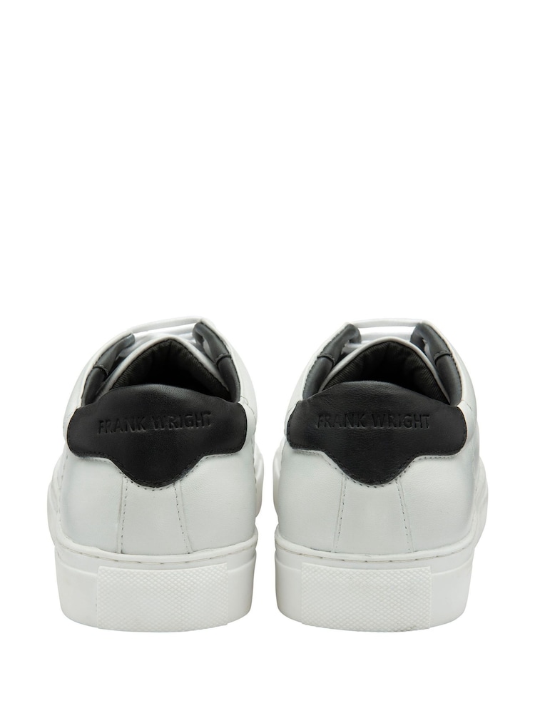 Frank Wright White Leather Lace-Up Classic Trainers - Image 2 of 4 Frank Wright White Leather Lace-Up Classic Trainers - Image 2 of 4