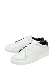 Frank Wright White Leather Lace-Up Classic Trainers - Image 3 of 4