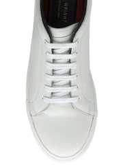 Frank Wright White Leather Lace-Up Classic Trainers - Image 4 of 4