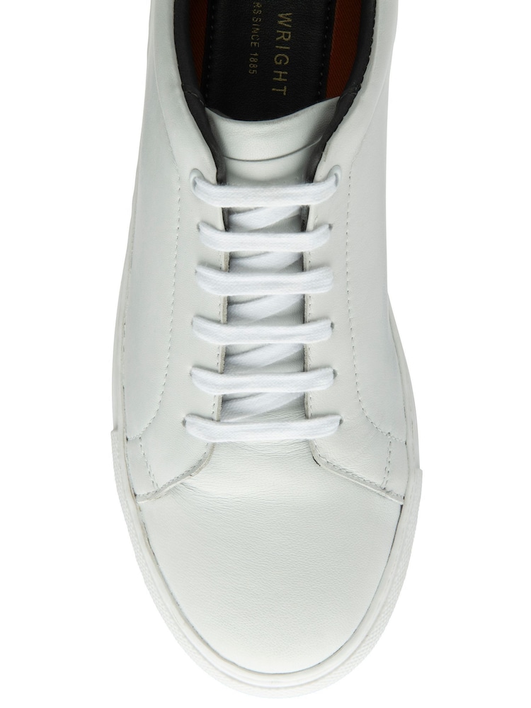 Frank Wright White Leather Lace-Up Classic Trainers - Image 4 of 4 Frank Wright White Leather Lace-Up Classic Trainers - Image 4 of 4