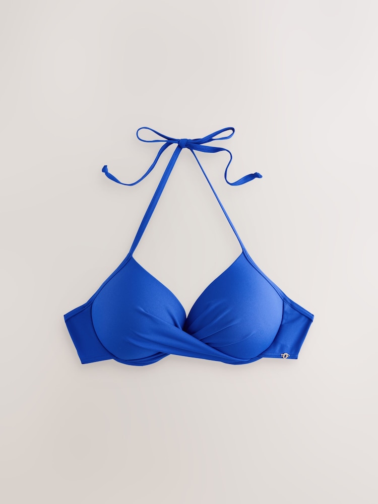 Cobalt Blue Padded Wired Plunge Bikini Top - Image 1 of 3