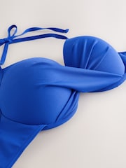 Cobalt Blue Padded Wired Plunge Bikini Top - Image 2 of 3