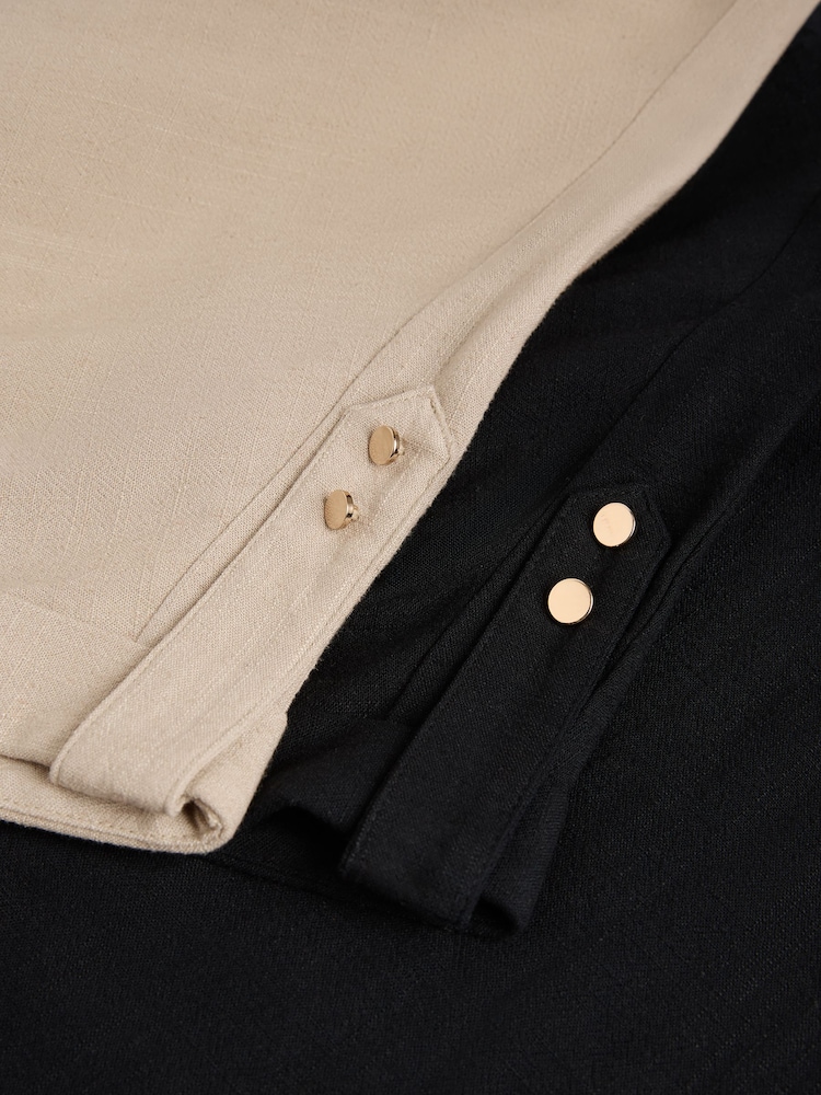 Lipsy Black/Neutral Touch Of Linen V-Neck Tops 2 Pack - Image 6 of 6