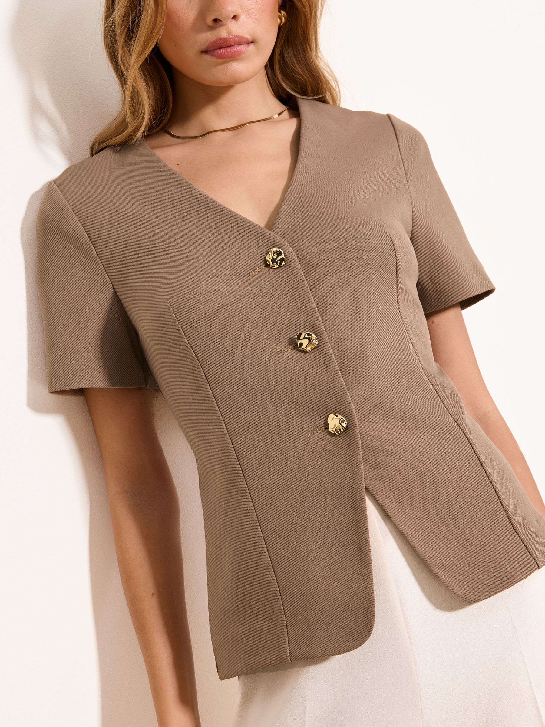 Buy Lipsy Camel Short Sleeve Button Through Top from Next USA