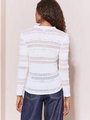 Lipsy White Lace Henley Top - Image 5 of 5