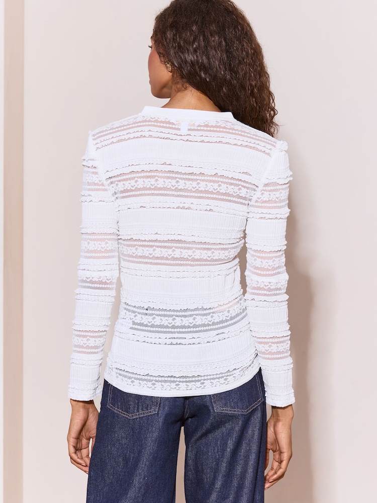 Lipsy White Lace Henley Top - Image 5 of 5