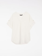 Lipsy White/Blue Utility V-Neck Short Roll Sleeve Tops 2 Pack - Image 3 of 3