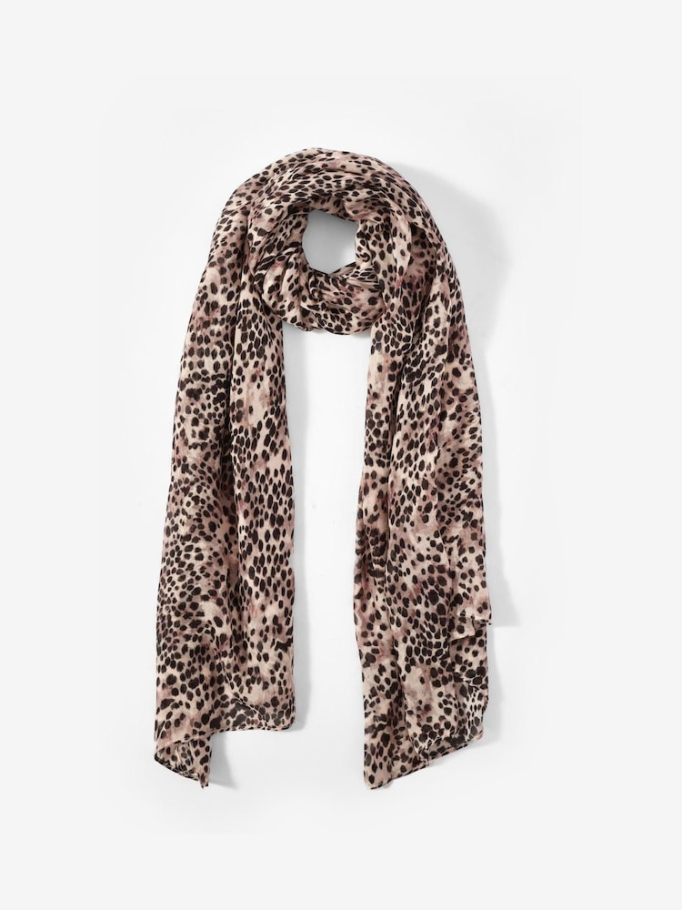 Mint Velvet Brown Print Lightweight Scarf - Image 1 of 3