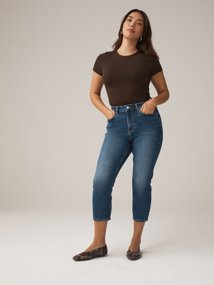 Dark Blue Hourglass Slim Cropped Jeans - Image 1 of 6 Dark Blue Hourglass Slim Cropped Jeans - Image 1 of 6