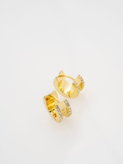 Ted Baker Gold Tone Rosie: Crystal Roll Huggie Earrings - Image 4 of 5