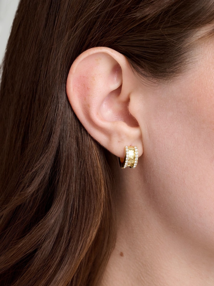 Ted Baker Gold Tone Rosie: Crystal Roll Huggie Earrings - Image 5 of 5