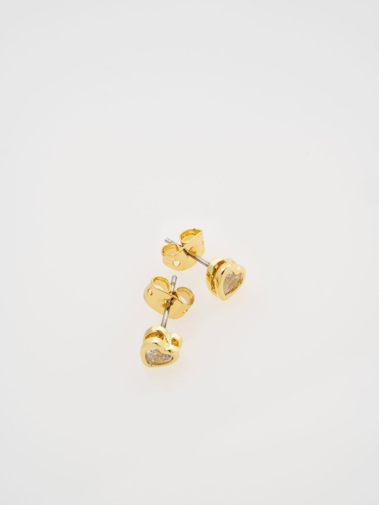 Ted Baker Gold Tone Harmony: Mini Crystal Heart Stud Earrings - Image 1 of 4 Ted Baker Gold Tone Harmony: Mini Crystal Heart Stud Earrings - Image 1 of 4