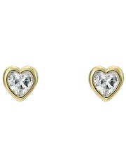Ted Baker Gold Tone Harmony: Mini Crystal Heart Stud Earrings - Image 2 of 4