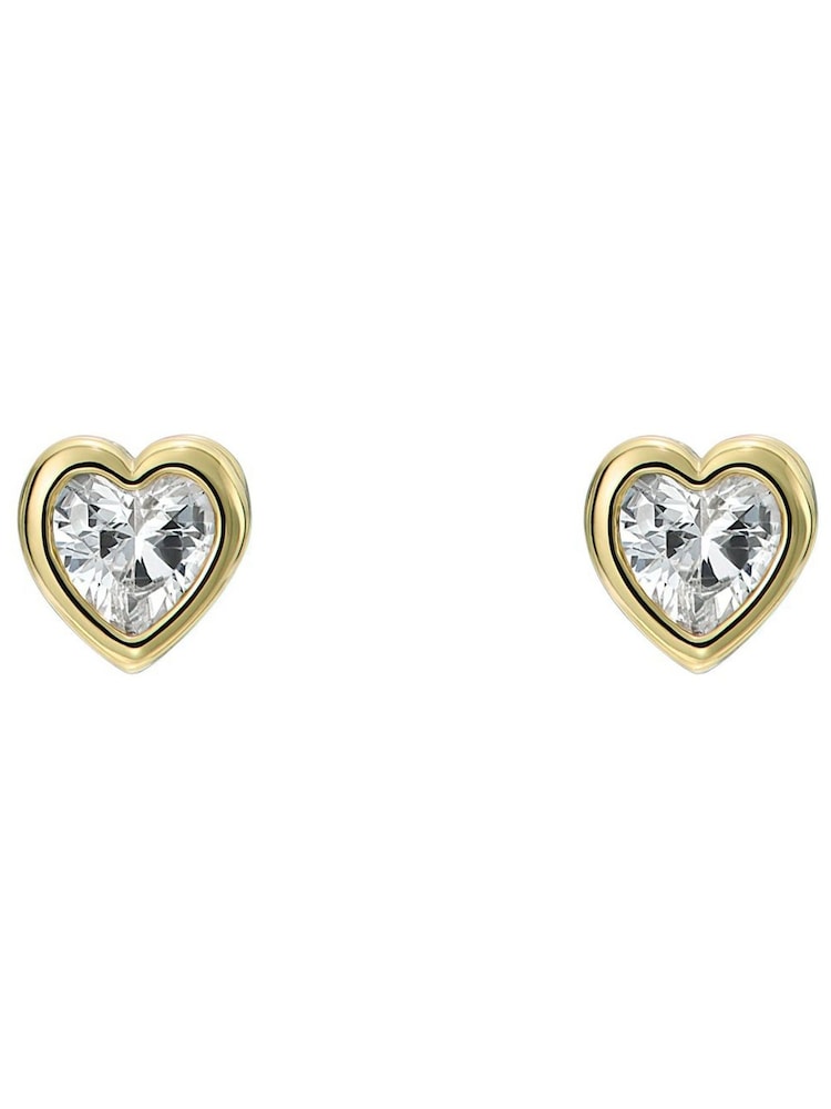 Ted Baker Gold Tone Harmony: Mini Crystal Heart Stud Earrings - Image 2 of 4 Ted Baker Gold Tone Harmony: Mini Crystal Heart Stud Earrings - Image 2 of 4