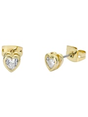Ted Baker Gold Tone Harmony: Mini Crystal Heart Stud Earrings - Image 3 of 4