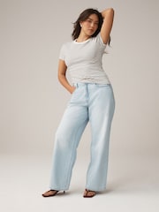 Azul blanqueador - Jeans de pierna ancha con efecto reloj de arena - Imagen 1 de 6