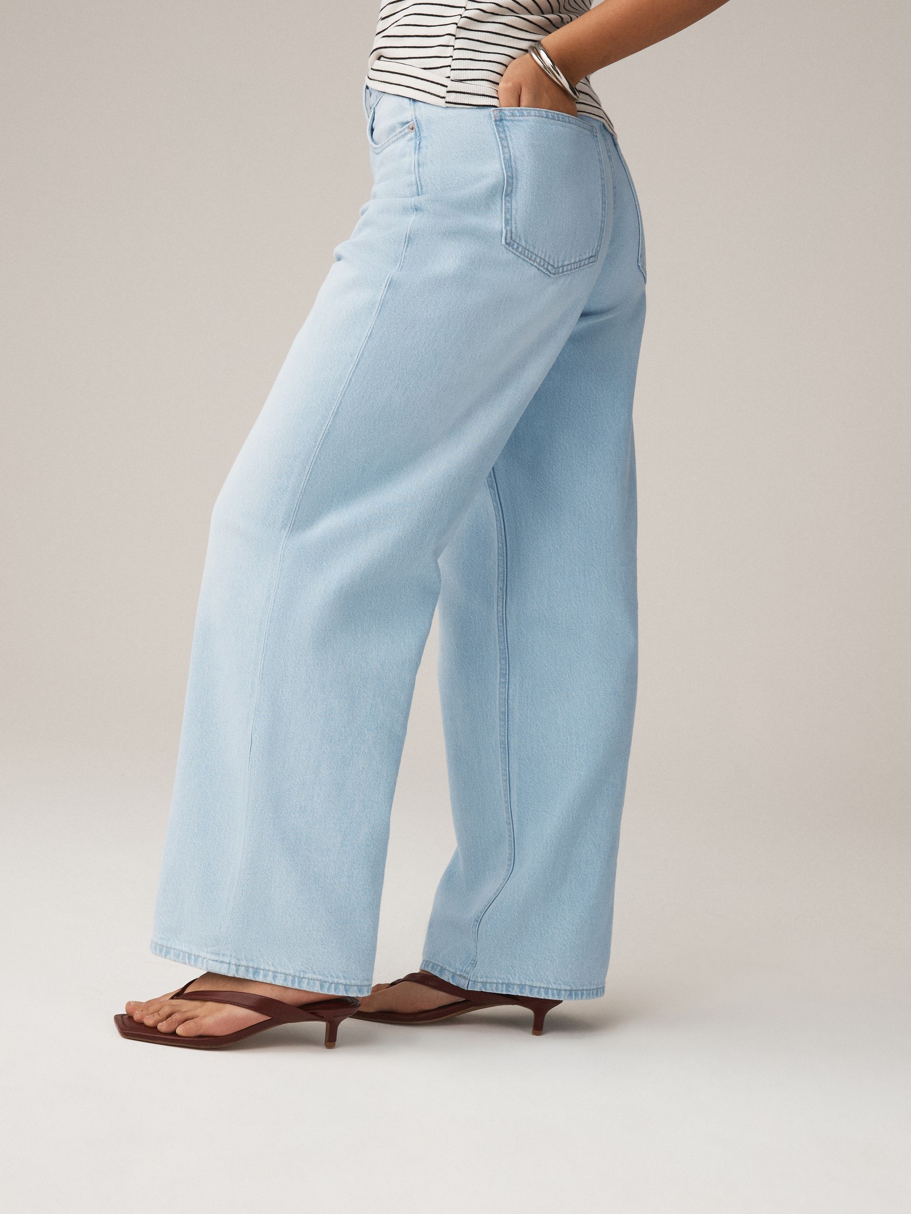 Buy Bleach Blue Hourglass Wide Leg Denim Jeans from Next Bosnia